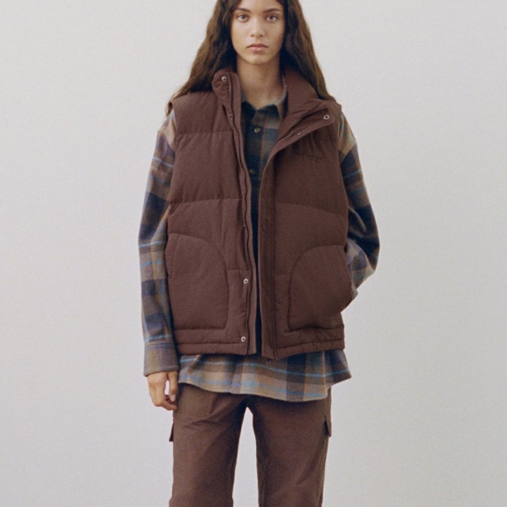 Madhappy Oversized Unisex Winter Puffy Down Vest Brown Medium NEW